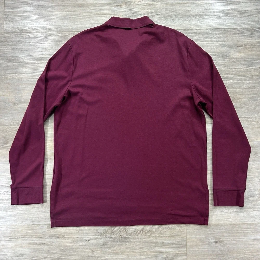 Polo Ralph Lauren Large Pima Soft Touch Polo Shirt Maroon Long Sleeve Collared